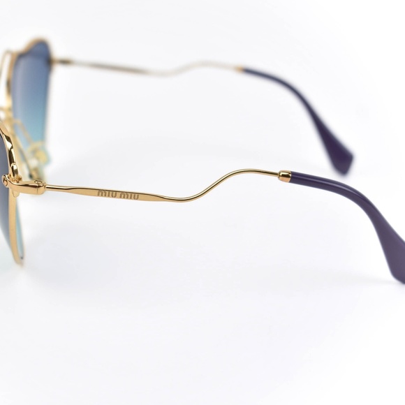 MIU MIU Gold Metal & Logo Gradient Sunglasses (q) - Picture 3 of 8